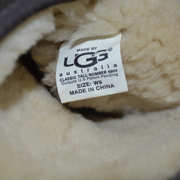 UGG Classic Tall Bomber Brown Leather Fur Lined - Picture 13 of 13